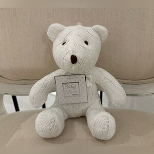 🤍 Cable White Knit Teddy Bear NWT